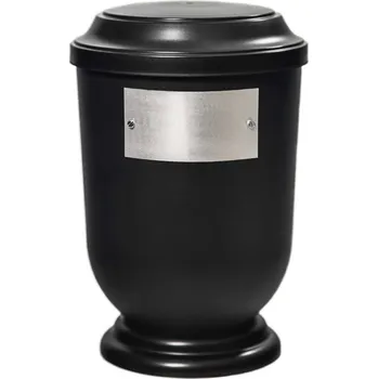 Smuteční dekorace Pohřební Plastová urna na popel, oválné prohlé víčko, černá, štítek č. 52, 100 x 50, bez výzdoby