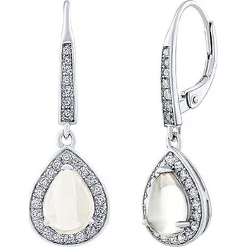 Náušnice Stříbrné náušnice BRISA s Měsíčním kamenem a Brilliance Zirconia JJJ1141EMS