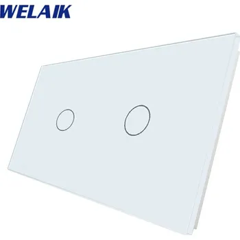 vypínač WELAIK dvojnásobný skleněný panel 1+1 - bílý
