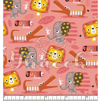 Zakázkový tisk, softshell, kočárkovina... Geometrická jungle na růžové Látky k tisku: Microfirba