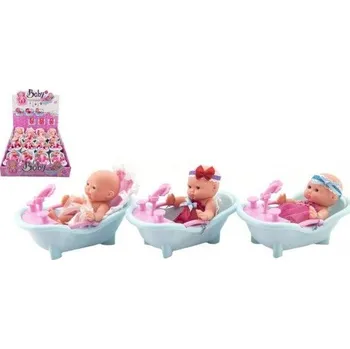 Panenka Teddies Miminko panenka ve vaničce plast 12cm 3 druhy 12ks v boxu