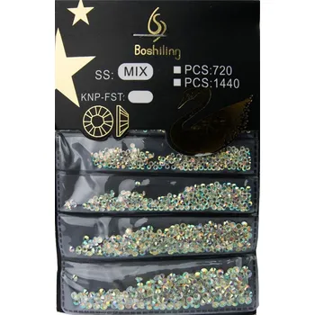 Nailee Kamínky na nehty sada C-1 čiré - 1440 ks, mix velikostí