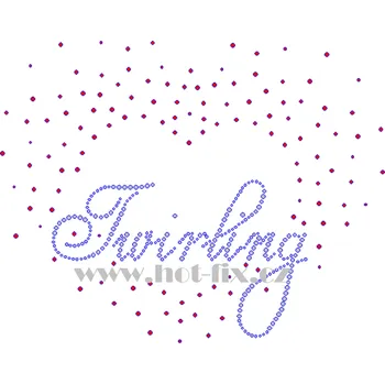 C207 - Twirling Love nažehlovací hot-fix kamínková aplikace na textil, rozměry cca 24,8x19,5cm barva: polopolobroušené kameny barva 101 Crystal /stříbrná+103 Siam /červená