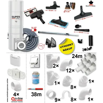 Vysavač Obsahuje: Centrální vysavač, přísl. Premium, instalační díly