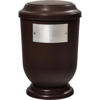 Smuteční dekorace Pohřební Plastová urna na popel, oválné prohlé víčko, hnědá, štítek č. 52, 100 x 50, bez výzdoby