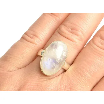 Prsten Měsíční kámen prsten ovál vel. 58 Ag 925/1000 6,5g