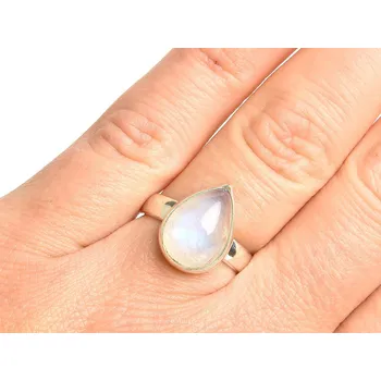 Prsten Měsíční kámen kapka prsten Ag 925/1000 vel. 54