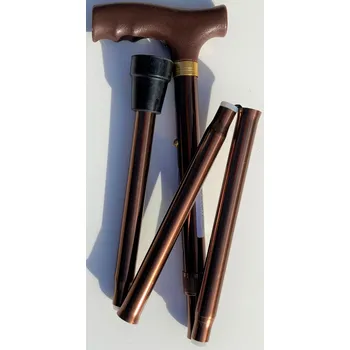 Vycházková skládací hůl ve tvaru T 87-97 cm měděná