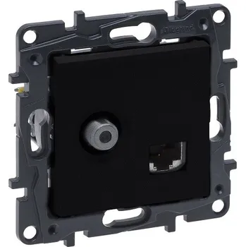 vypínač LEGRAND 863577 Niloé STEP zásuvka TV typ F + RJ45 6UTP černá (LEGRAND 863577)