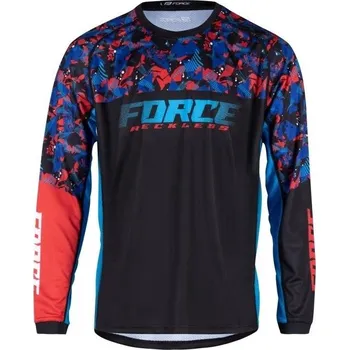 cyklistický dres Force dres RECKLESS (černá/červená/modrá)