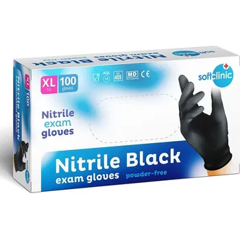 Vyšetřovací rukavice SOFTCLINIC rukavice nitrilové nepudrované černé 100 ks XL
