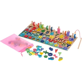 Dřevěná hračka KiK KX6210_1 Dřevěná vzdělávací sada na učení abecedy 3v1