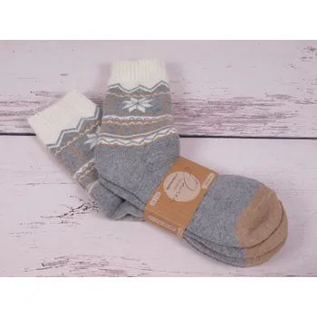 Dámské ponožky CNB BERLIN Termo ponožky SADA 2 PÁRŮ DE 37800 teplé s vlnou šedobéžové se smetanovou s norským vzorem velikosti ponožek: 26-28 (EUR vel. 39-42)