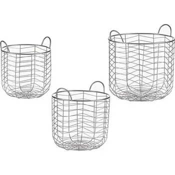 Organizér do auta Gift Decor Sada košíků Kulatý Kov Stříbřitý (3 ks)