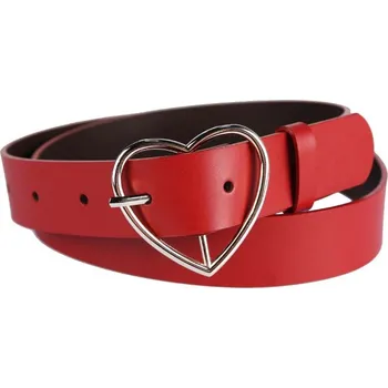 Opasek Dámský červený kožený opasek 639 (Dámský opasek do kalhot)