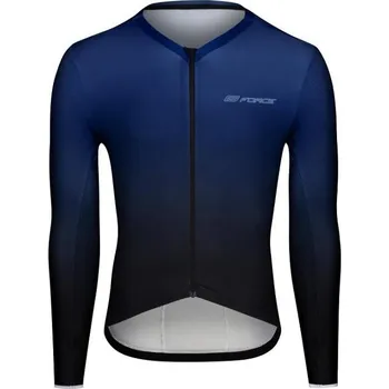 Cyklistické oblečení Force dres SMOOTH dlouhý rukáv (modrá/černá)