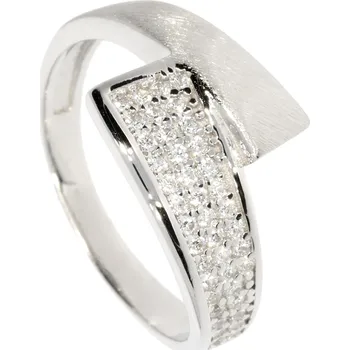 Šperk Zlatnictví Helios Výrazný stříbrný prsten se zirkony Velikost: 54