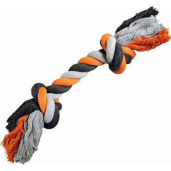 Hračka pro psa HipHop Dog Uzel HipHop bavlněný 2 knoty, šedá - tm.šedá, oranžová