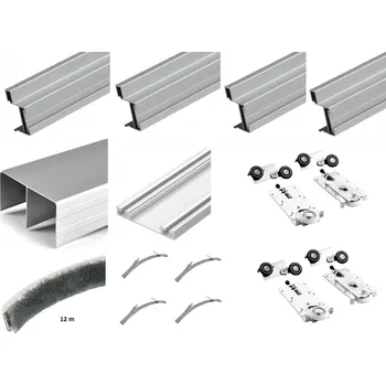 LAGUNA Sada kování pro dvoje posuvné dveře MODERN W RAMA - 2m / hliník