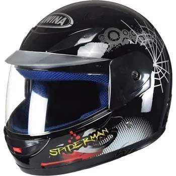 Helma na motorku Dětská moto helma integrální černá Spiderman obvod hlavy 47 - 48cm