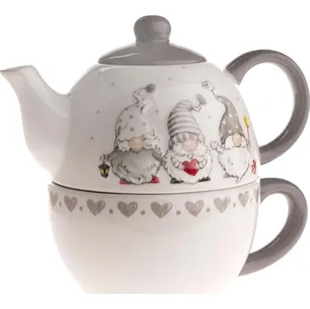 Konvice na čaj Casa de Engel Čajový keramický set 400 ml vánoční skřítci