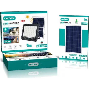 Stojací lampa Aerbes Solární LED reflektor s dálkovým ovládáním studená bíla + barevný mód 300W