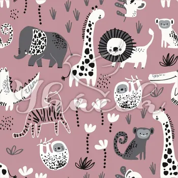 Zakázkový tisk, softshell, kočárkovina... Malované safari na starofialové Látky k tisku: Kočárkovina