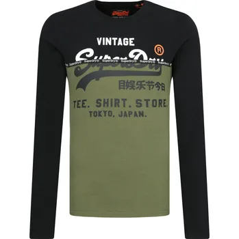 Oblečení a móda Superdry Tričko s dlouhým rukávem Shop Split Panel | Barva:khaki | Velikost:XXL