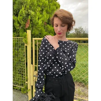 Dámská halenka Halenka Modex černo bílá puntík Velikost: 38