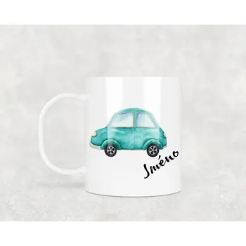 Domovi Plastový hrnek s vlastním jménem Auto 330ml Barva ucha a zevnitř: Bílá