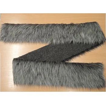 Pruh 10 cm x 150 cm - kožešina dlouhý vlas 40mm, černá s bílým vlasem