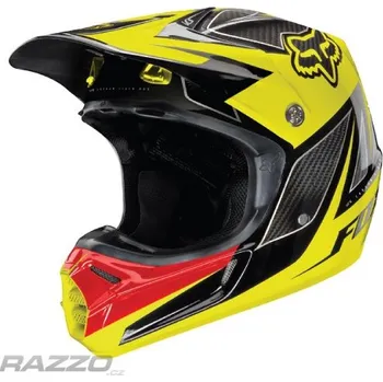 Helma na motorku Náhradní kšilt helmy FOX V3 Carbon Black Red Yellow 10 Visor