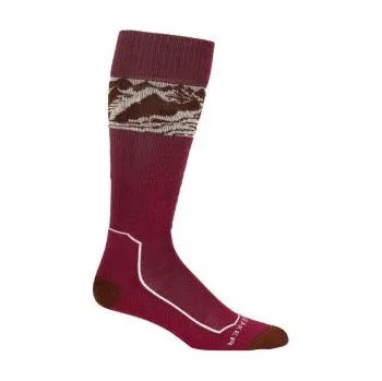 Dámské termo ponožky Icebreaker Wmns Ski+ Light OTC Alps 3D, Cherry/Espresso/Snow