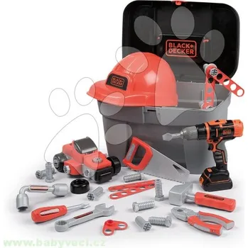 Hračka Pracovní kufřík s mechanickou vrtačkou Black Decker + přilba