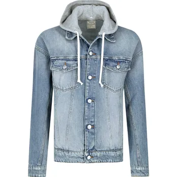 Pánská větrovka Zadig&Voltaire Džínová bunda BENY HOOD | Barva:modrý | Velikost:S