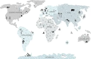 Samolepící dekorace KOPKO Mapa světa samolepka na zeď eco
