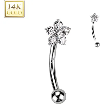 Piercing Šperky4U Zlatý piercing do obočí, čirý zirkon, Au 585/1000 - ZL01261-WG