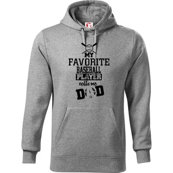 Pánská mikina My favorite baseball player - DAD / MOM - Mikina pánská Cape s kapucí - 4XL ( Tmavě šedý melír )