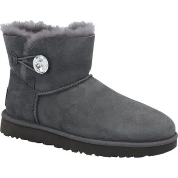 Dívčí sněhule UGG Kůžoné sněhule MINI BAILEY BUTTON BLING | Barva:šedý | Velikost:36