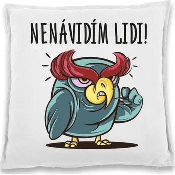 Dekorativní polštářek Vtipný polštářek Nenávidím lidi!, Barva Bílá, Velikost 40×40 cm, Canvas Bavlněný polštář Bezvatriko.cz 1031