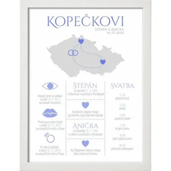 Svatební dekorace Svatební program s mapou - 30x40 cm