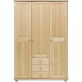 Komoda Třídvéřová šatní skříň DREWMAX SF101 z masivu Barevné provedení: Přírodní