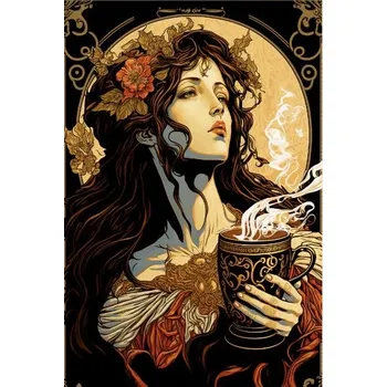 Obraz Fotoplátno 2:3 s potiskem Obraz Retro styl žena s kávou