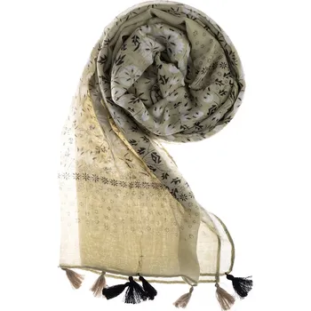 Šátek Dámský šátek 90 x 200 cm květinky - béžovošedý