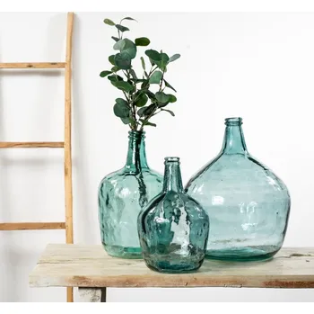 Váza Modrá skleněná váza z recyklovaného skla 16L - Ø32*42cm