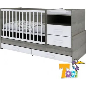 Dětská postýlka Todi kombi postýlka 5v1 Cube 120 x 70 cm - Grey/white