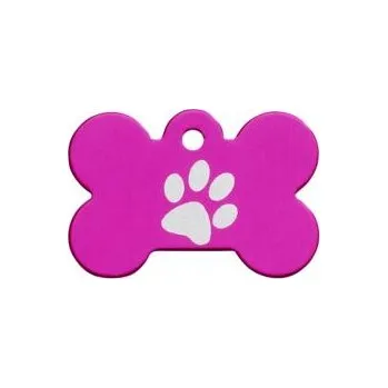 psí známka Psí známka Kost velká růžová - Tlapka 38x26 mm