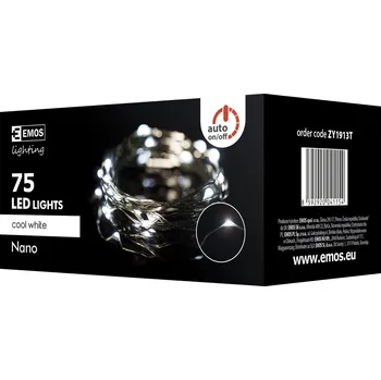 Bodové svítidlo Emos 75 LED řetěz zelený nano, 7,5 m, stud. bílá, časovač