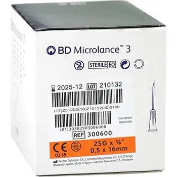 Injekční jehla Injekční jehla BD SP 25G x 5/8" 0,50 x 16 mm oranžová, 100 ks