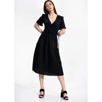 Dámské oblečení Letní midi šaty M872 FIGL Barva: Černá, Velikost: L